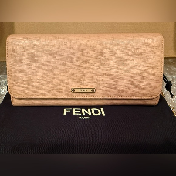 Fendi Handbags - Authentic Fendi Women's Blush Leather Long Wallet